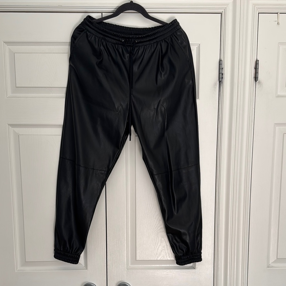 Zara black label Black pleather joggers. Great condition.